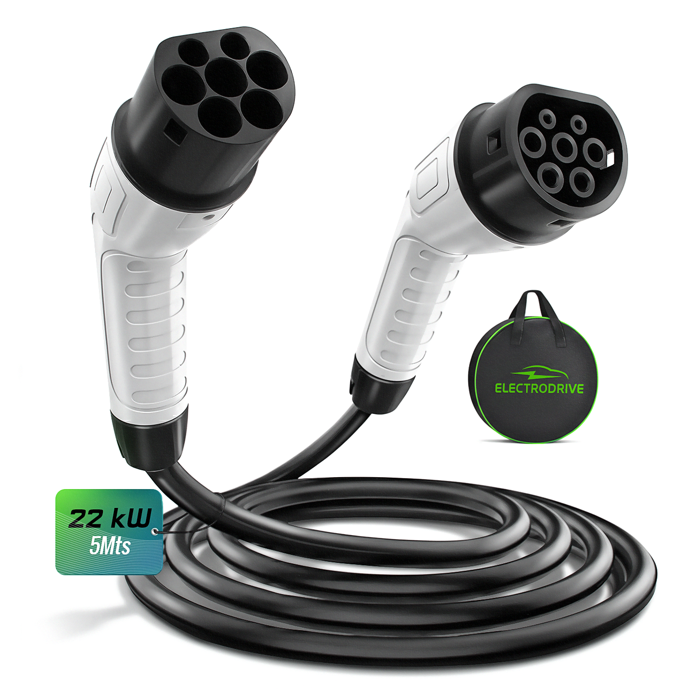 Cable De Carga Tipo 2 Para Vehículo Auto Eléctrico Trifásico 22 kW