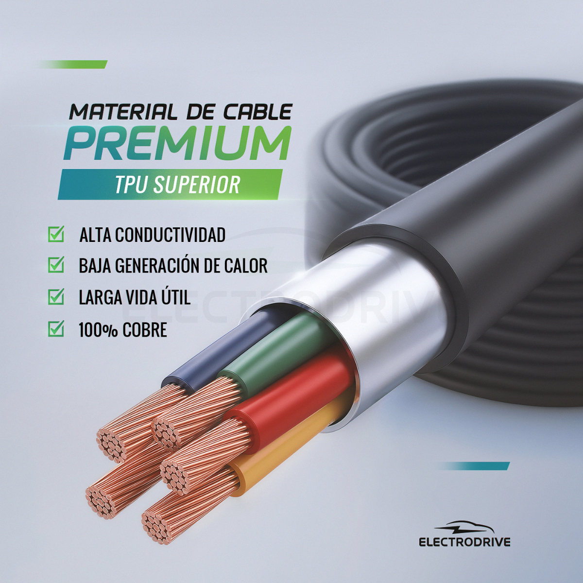 Cable De Carga Tipo 2 Para Vehículo Auto Eléctrico Monofásico 7 kW