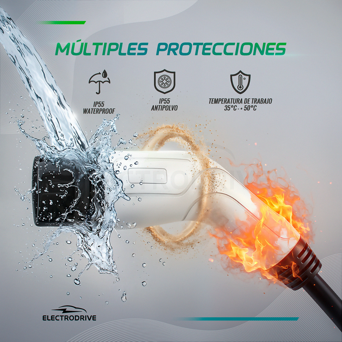 Cable De Carga Tipo 2 Para Vehículo Auto Eléctrico Monofásico 7 kW