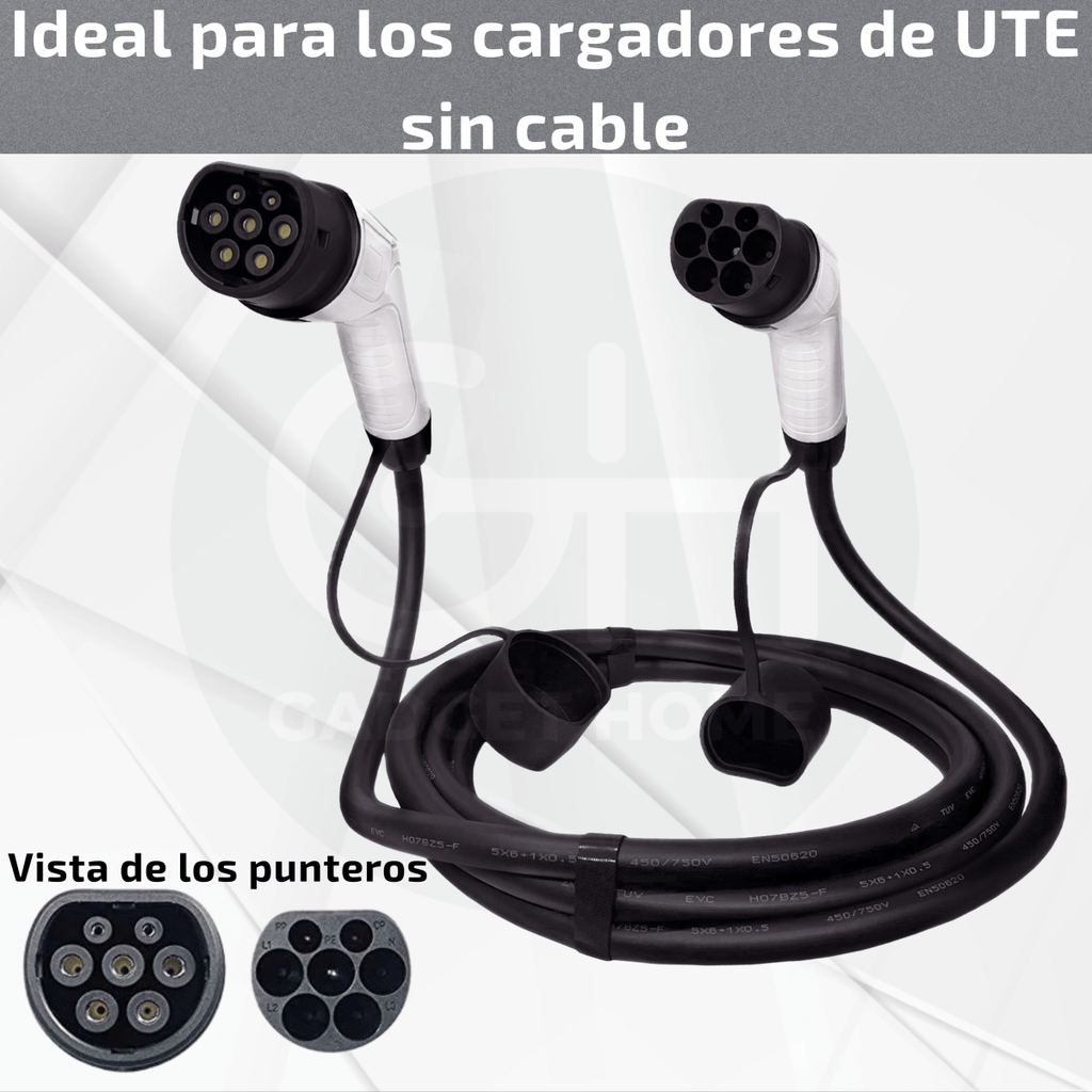 Cable De Carga Tipo 2 Para Vehículo Eléctrico Trifásico 22 kW - Electrodrive