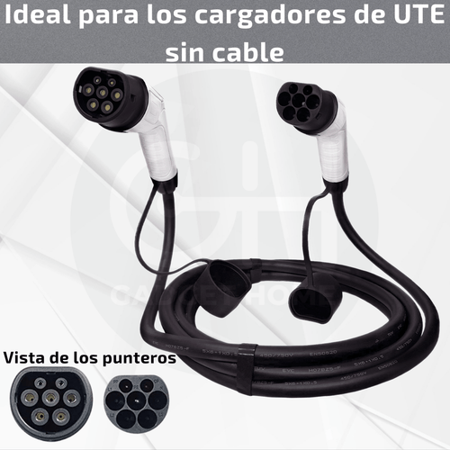 Cable De Carga Tipo 2 Para Vehículo Eléctrico Trifásico 22 kW - Electrodrive