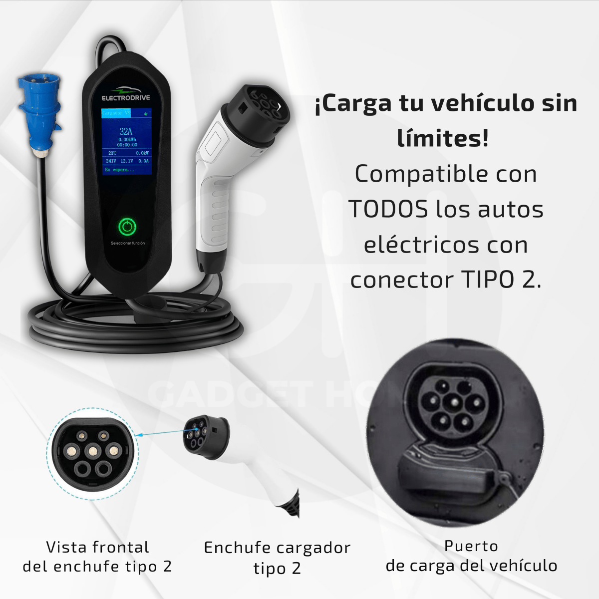 Cargador Para Vehículos Eléctricos 7 kW Tipo 2 Wallbox - Electrodrive